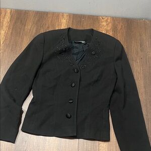 Laura Ashley Black Floral Embroidered Blazer